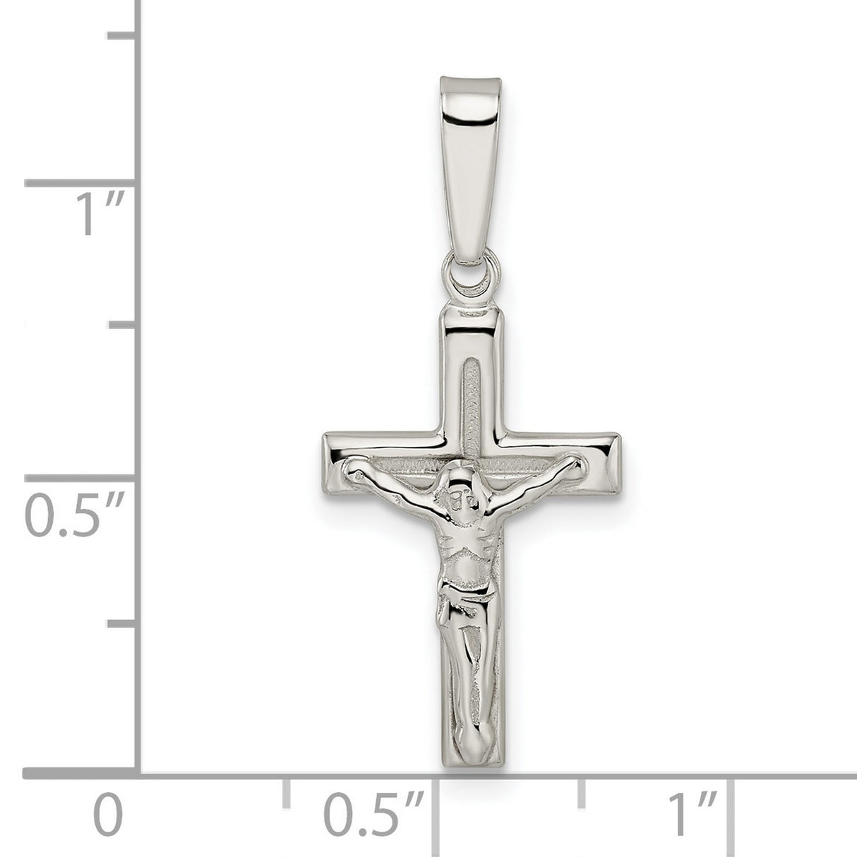 Sterling Silver Crucifix Cross Pendant with Sculpted Christ Figure, Religious Charm for Men and Women