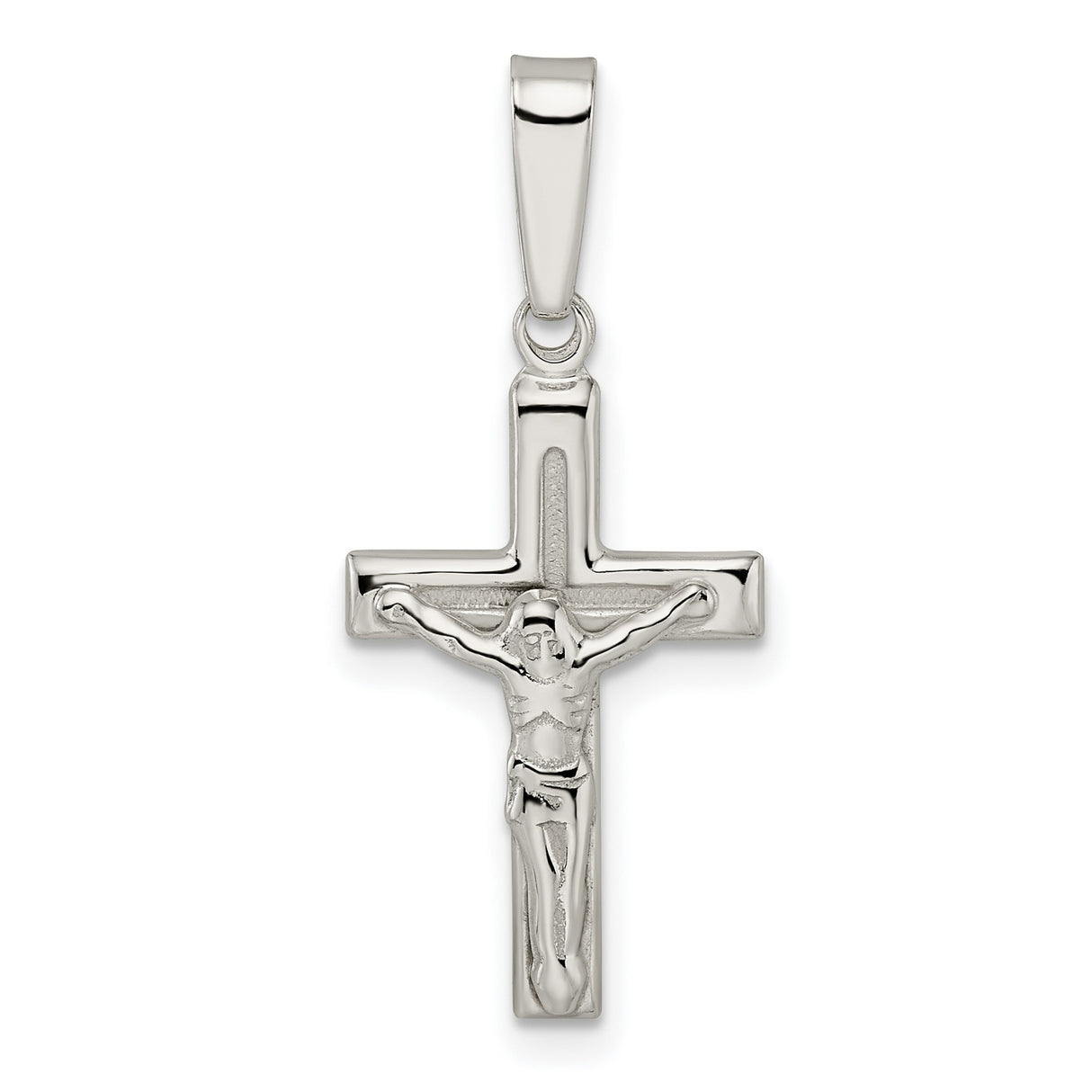 Sterling Silver Crucifix Cross Pendant with Sculpted Christ Figure, Religious Charm for Men and Women