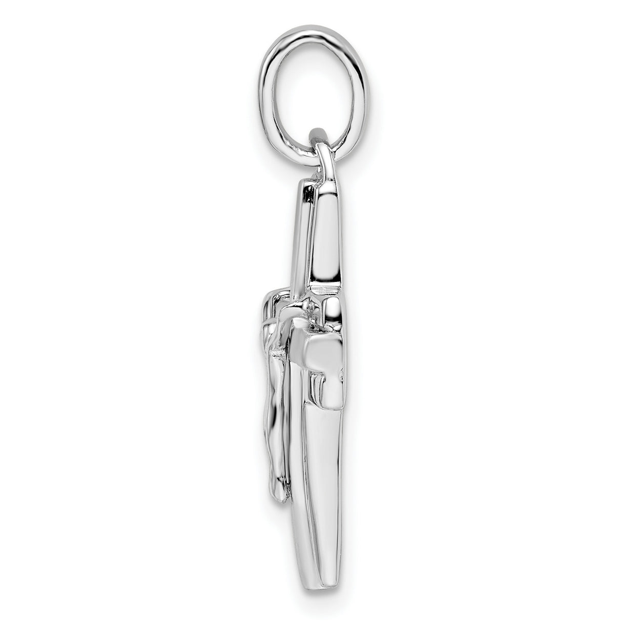 Sterling Silver Crucifix Cross Pendant with Polished and Satin Finish, Jesus Figure Design
