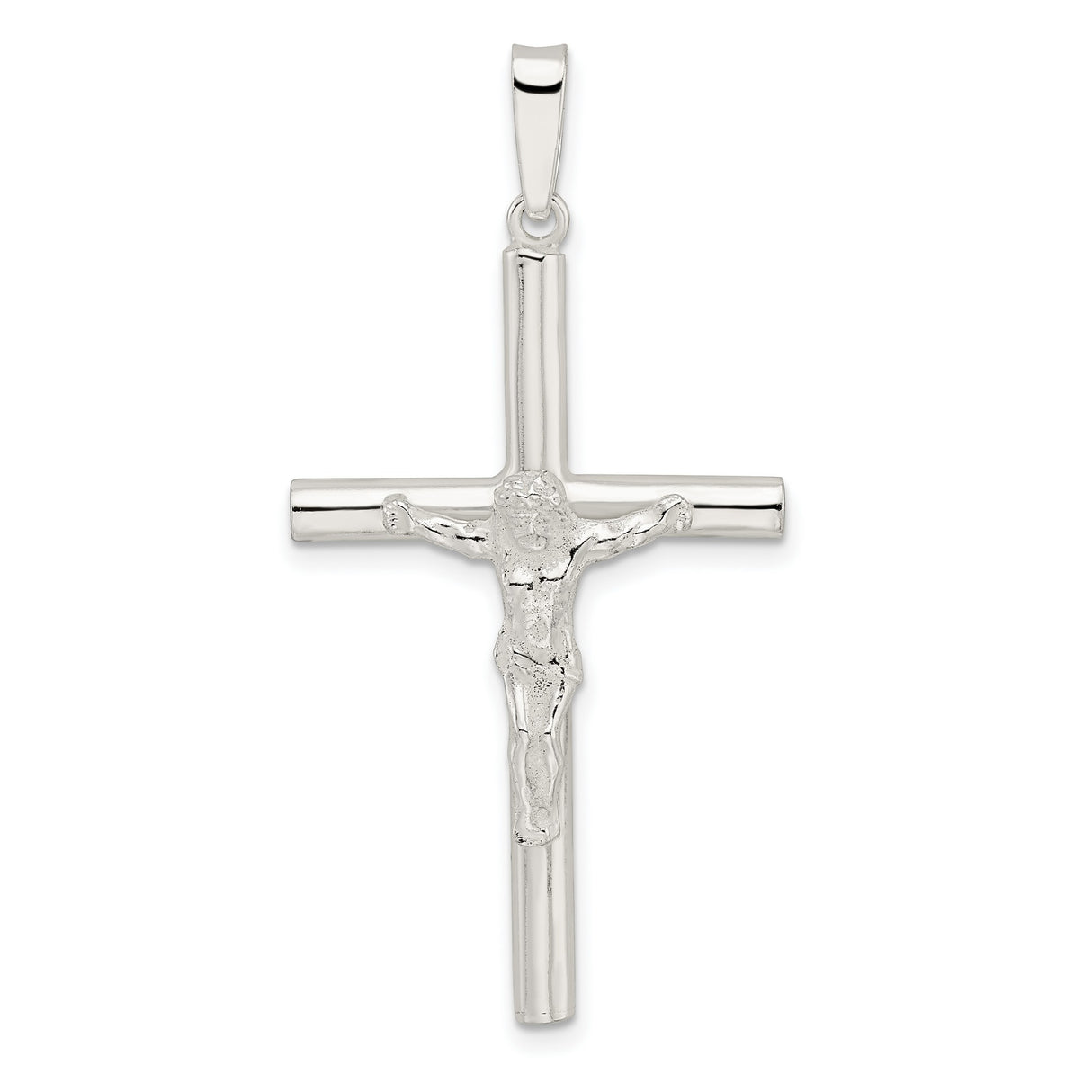 Sterling Silver Crucifix Cross Pendant with Detailed Christ Design, Classic Christian Symbol