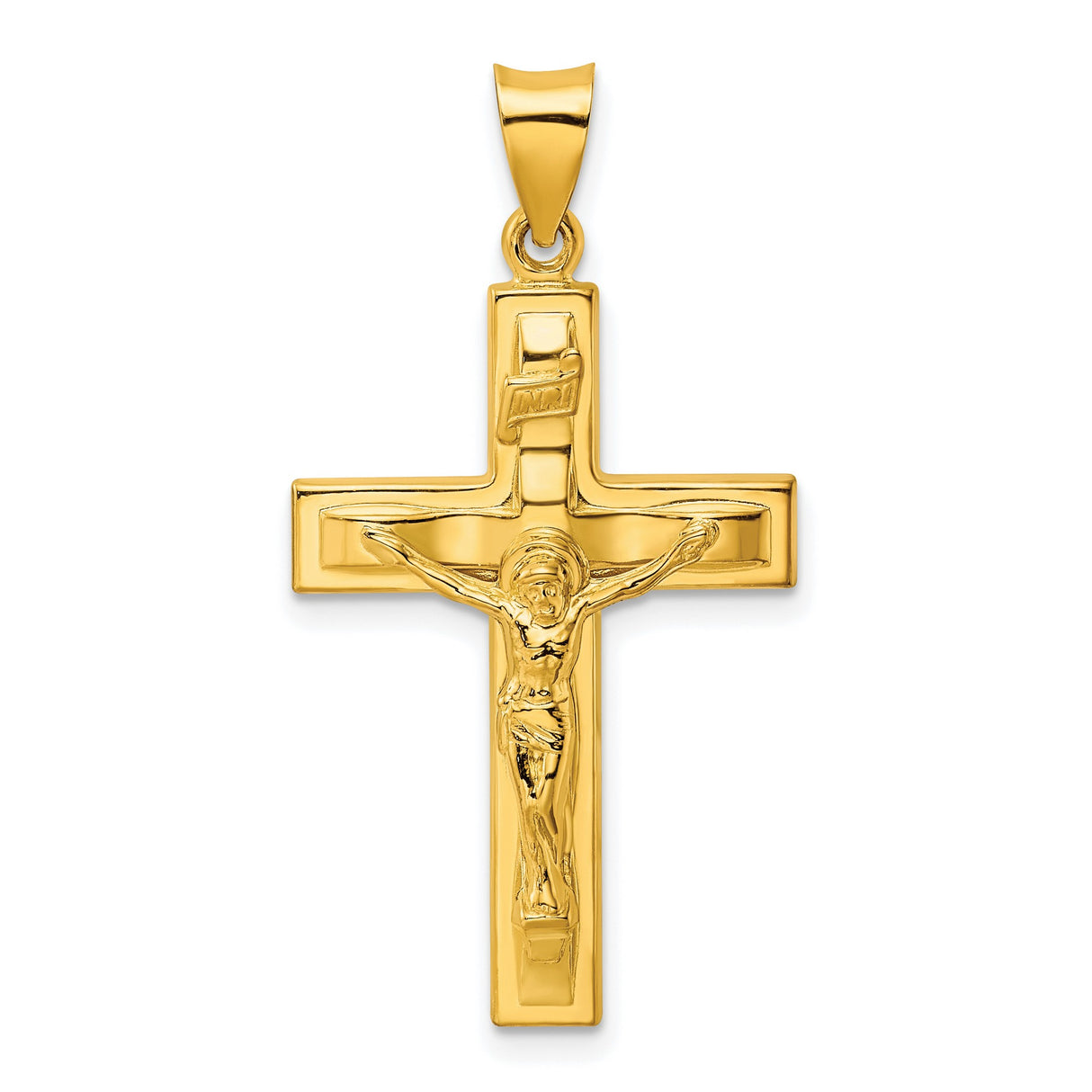 Sterling Silver Crucifix Cross Pendant with INRI Jesus Design, Christian Spiritual Jewelry