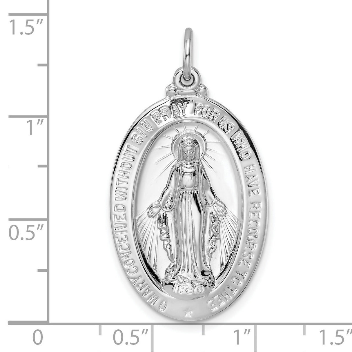 Sterling Silver Miraculous Medal Pendant with Virgin Mary, Catholic Religious Jewelry