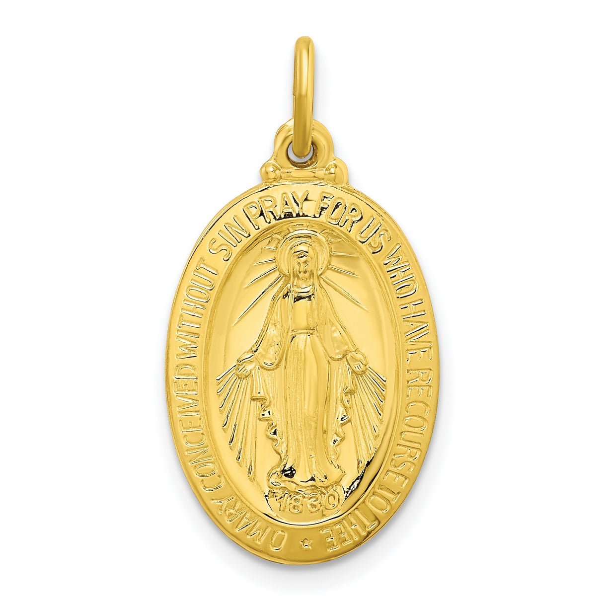 Polished Solid Miraculous Medal Charm Pendant in Real 925 Sterling SIlver