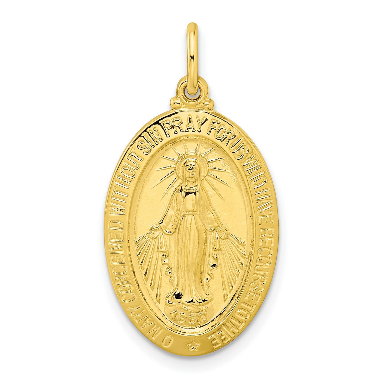 Polished Solid Miraculous Medal Charm Pendant in Real 925 Sterling SIlver