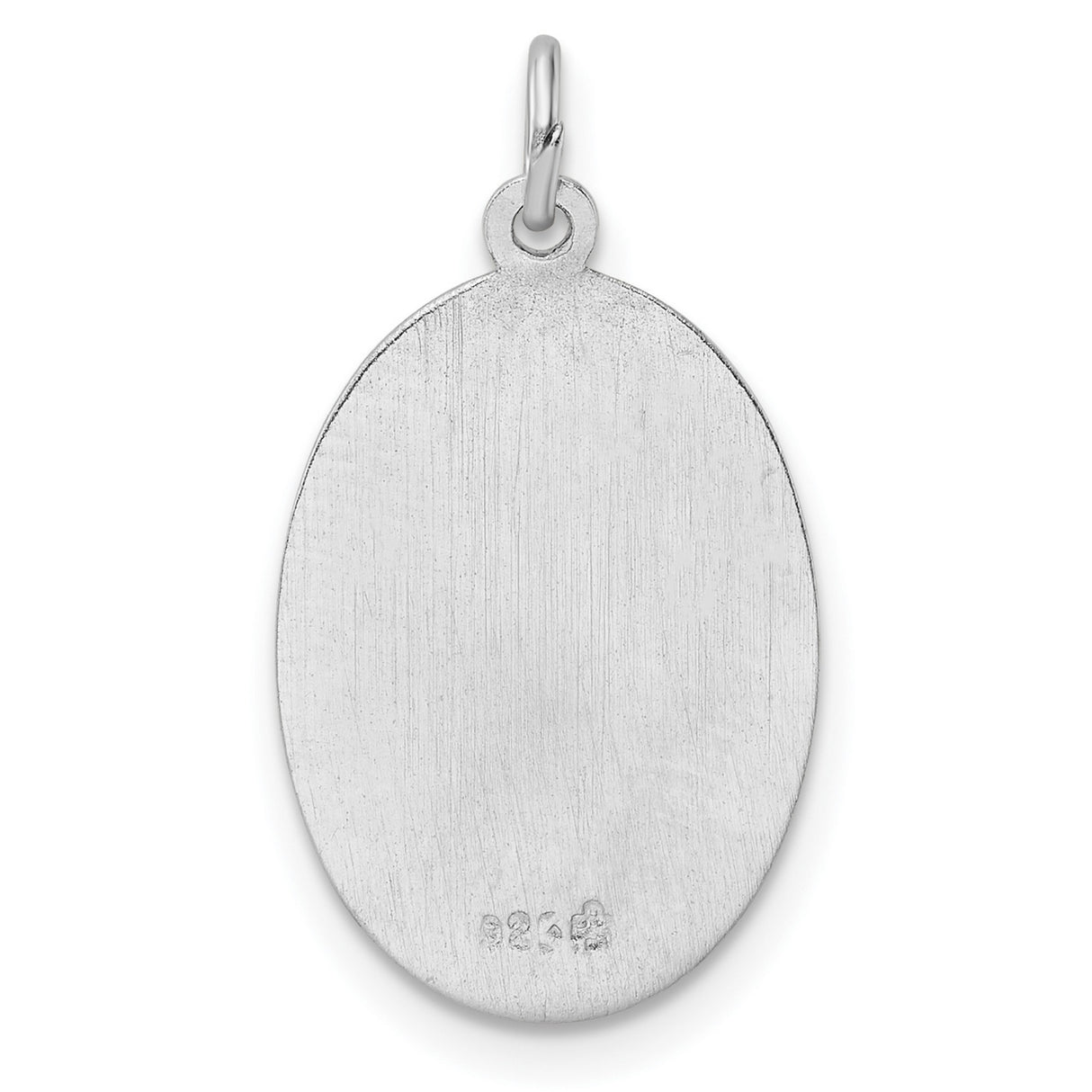 Sterling Silver Saint Christopher Oval Pendant with Raised Relief Religious Medal