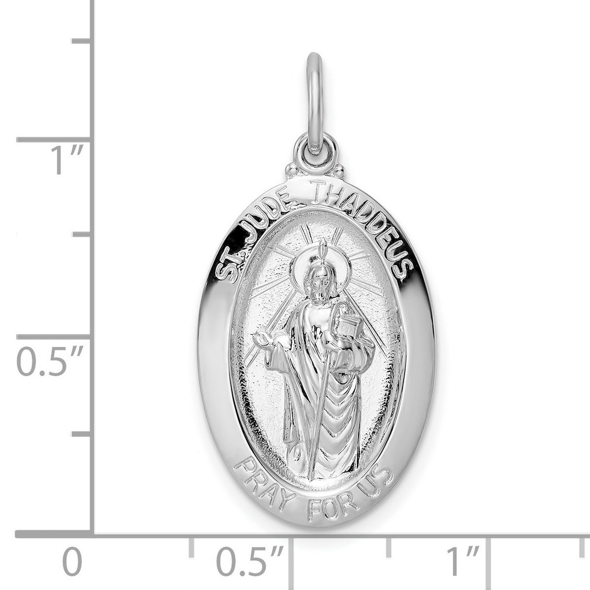 Sterling Silver St. Jude Thaddeus Pendant Medal, Pray for Us Inscription, Catholic Religious Charm