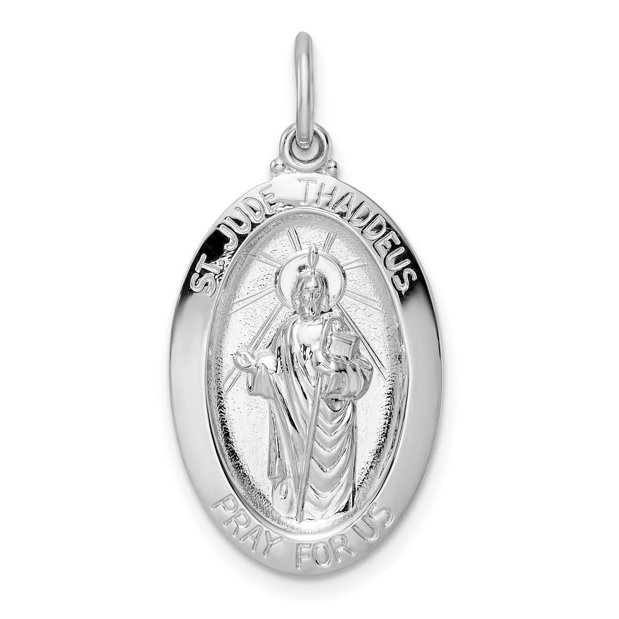 Sterling Silver St. Jude Thaddeus Pendant Medal, Pray for Us Inscription, Catholic Religious Charm