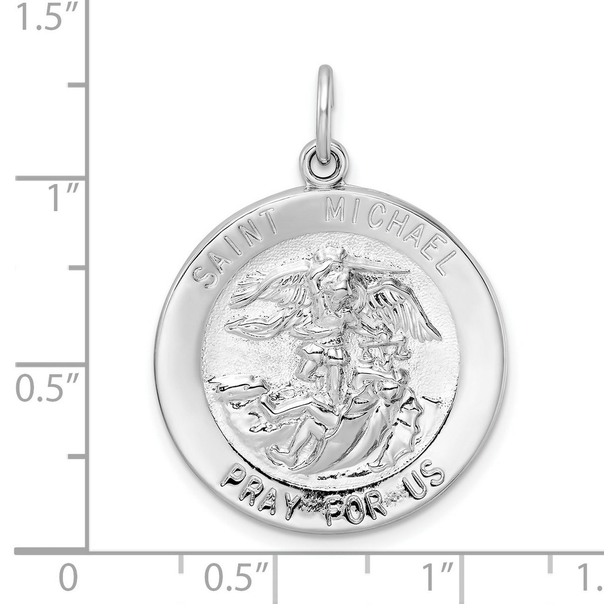 Sterling Silver Saint Michael Pendant Religious Medal with Archangel Theme