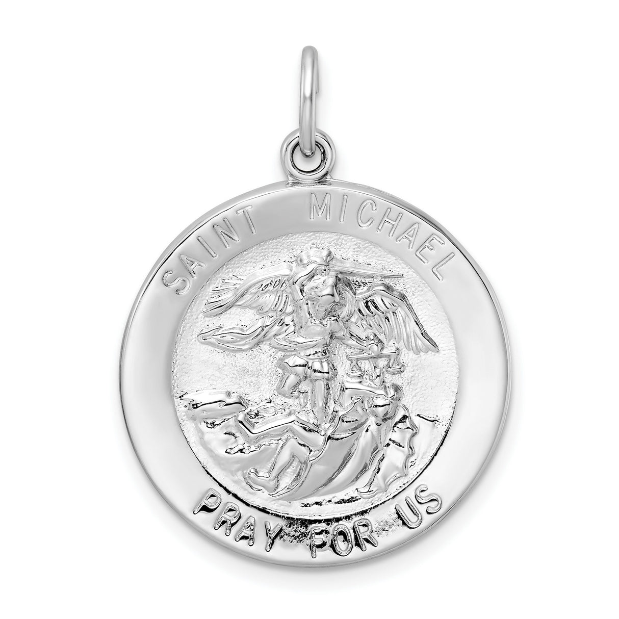 Sterling Silver Saint Michael Pendant Religious Medal with Archangel Theme