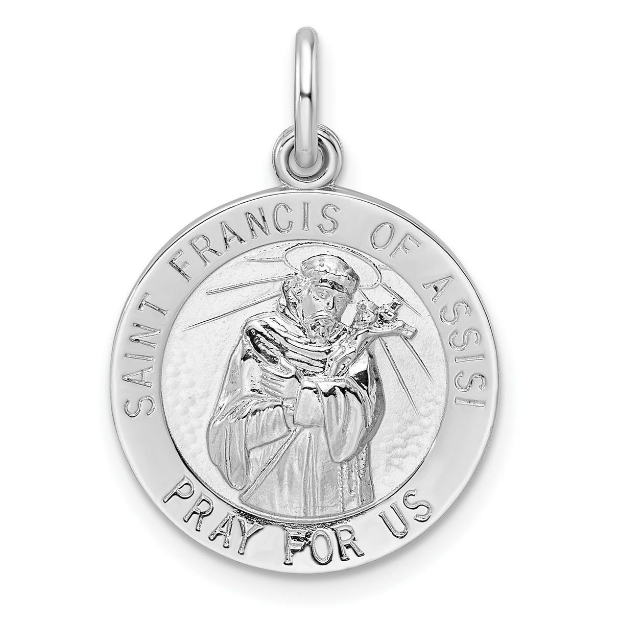 Sterling Silver Saint Francis Pendant with Crucifix Detail, Catholic Medal for Men and Women