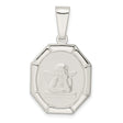 Sterling Silver Angel Pendant with Raised Cherub Design in Octagonal Frame