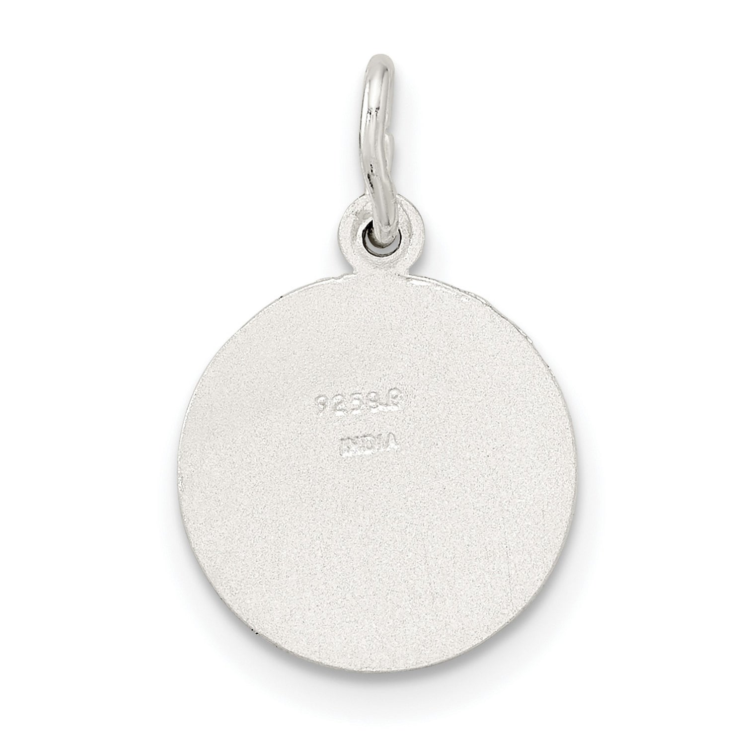 Sterling Silver Angel Pendant with Winged Cherub Engraving, Christian Faith Medal Charm