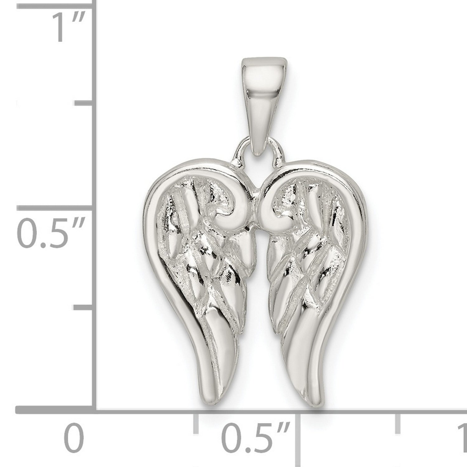 Sterling Silver Angel Wing Pendant with Double Wing Design, Spiritual and Memorial Charm