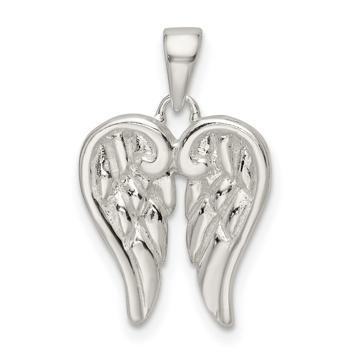 Sterling Silver Angel Wing Pendant with Double Wing Design, Spiritual and Memorial Charm