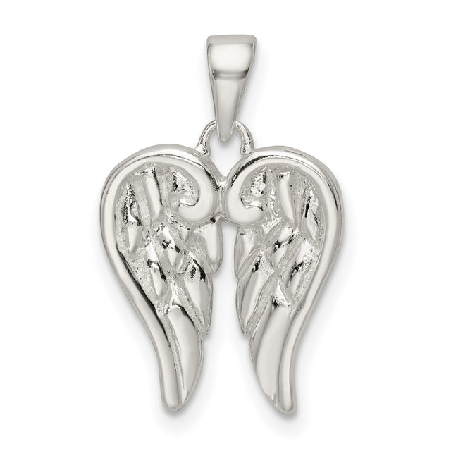 Sterling Silver Angel Wing Pendant with Double Wing Design, Spiritual and Memorial Charm