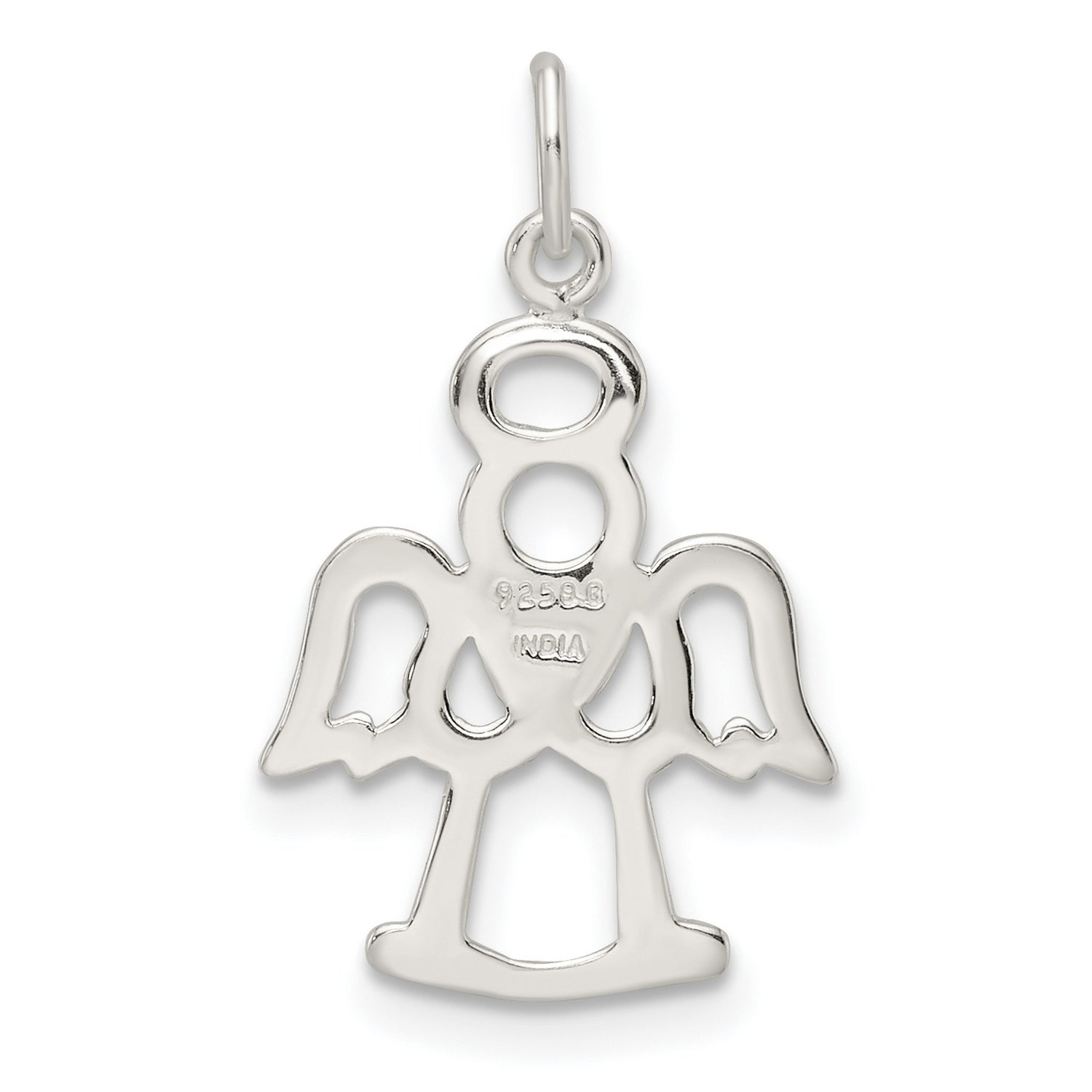 Sterling Silver Angel Pendant with Heart Design, Christian Symbol of Faith and Protection