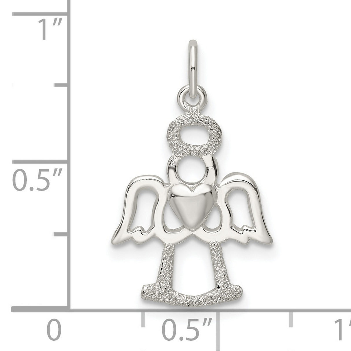 Sterling Silver Angel Pendant with Heart Design, Christian Symbol of Faith and Protection