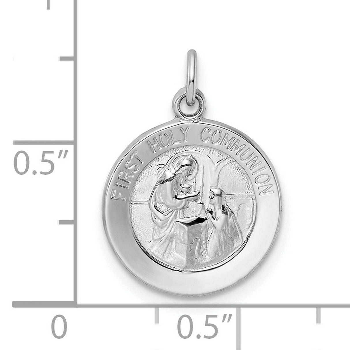 Sterling Silver First Holy Communion Pendant Featuring Jesus Giving Communion