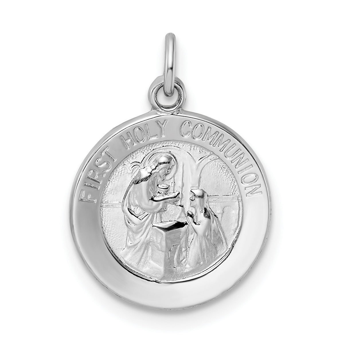 Sterling Silver First Holy Communion Pendant Featuring Jesus Giving Communion