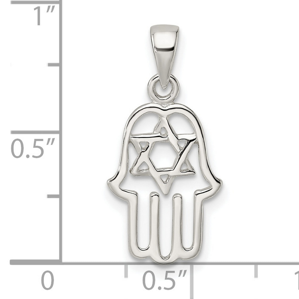 Sterling Silver Hamsa Hand Pendant with Openwork Star of David Design