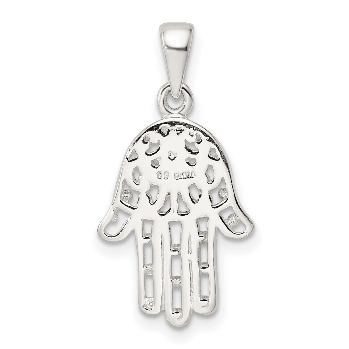 Sterling Silver Hamsa Hand Pendant with Evil Eye Symbol, Spiritual Protective Amulet
