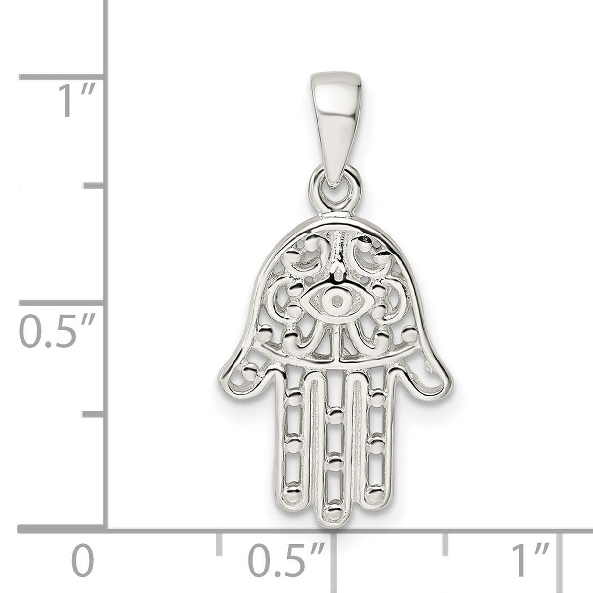 Sterling Silver Hamsa Hand Pendant with Evil Eye Symbol, Spiritual Protective Amulet