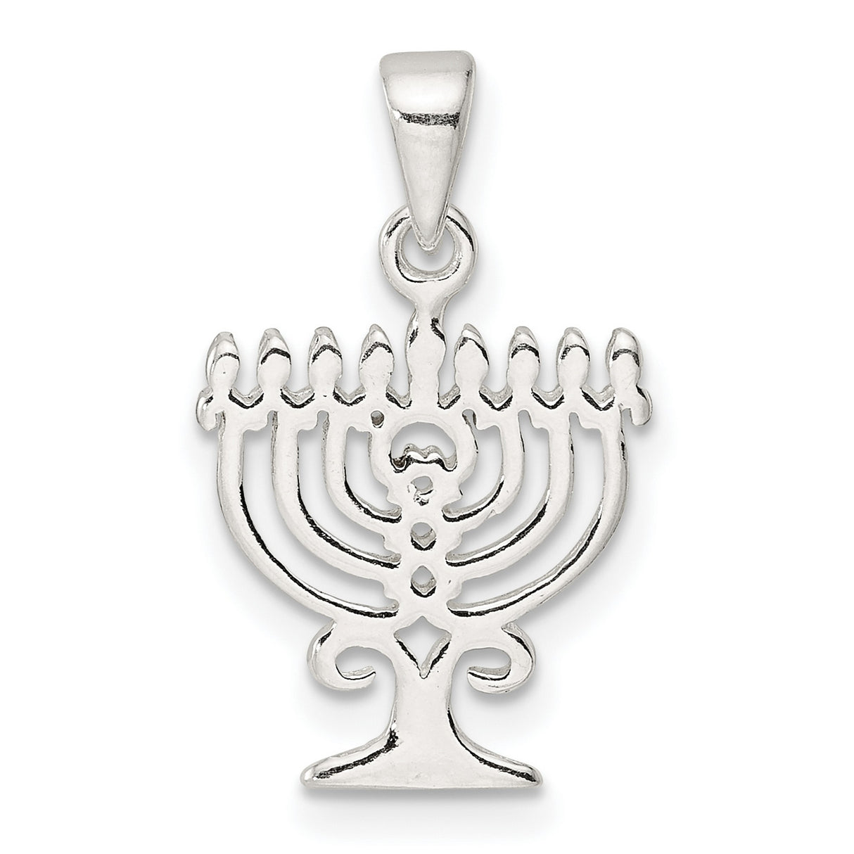 Sterling Silver Menorah Pendant, Traditional Jewish Symbol, Spiritual Faith Charm