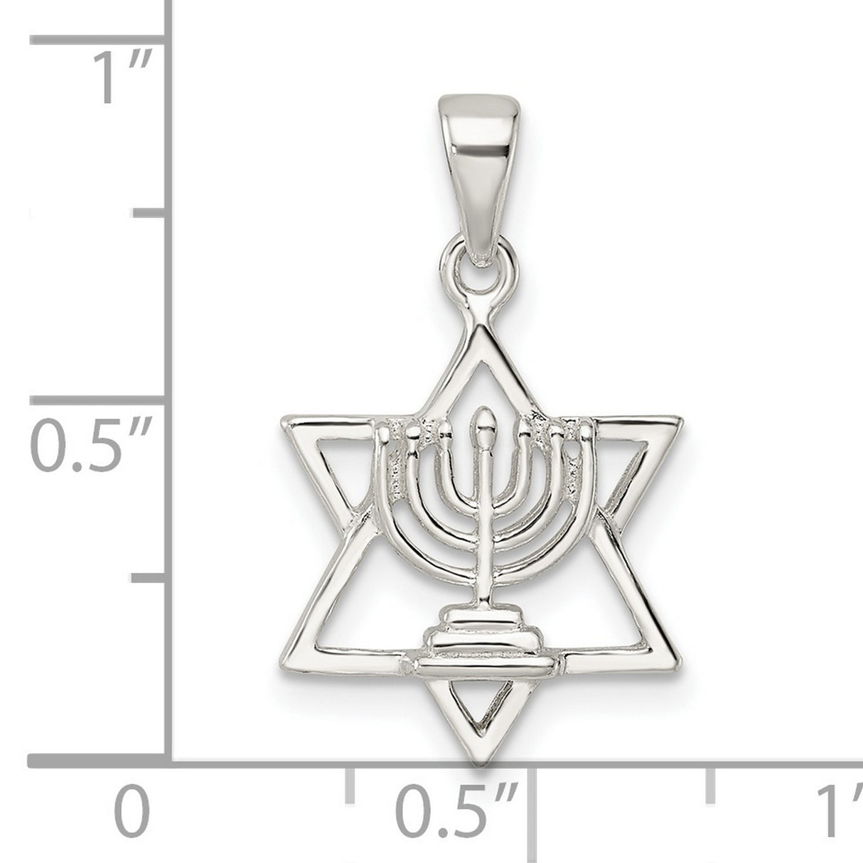 Sterling Silver Star of David Pendant with Menorah Design, Judaica Religious Jewelry