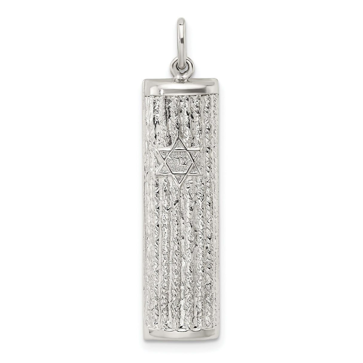 Sterling Silver Mezuzah Pendant with Star of David and Hebrew Letters, Judaica Theme