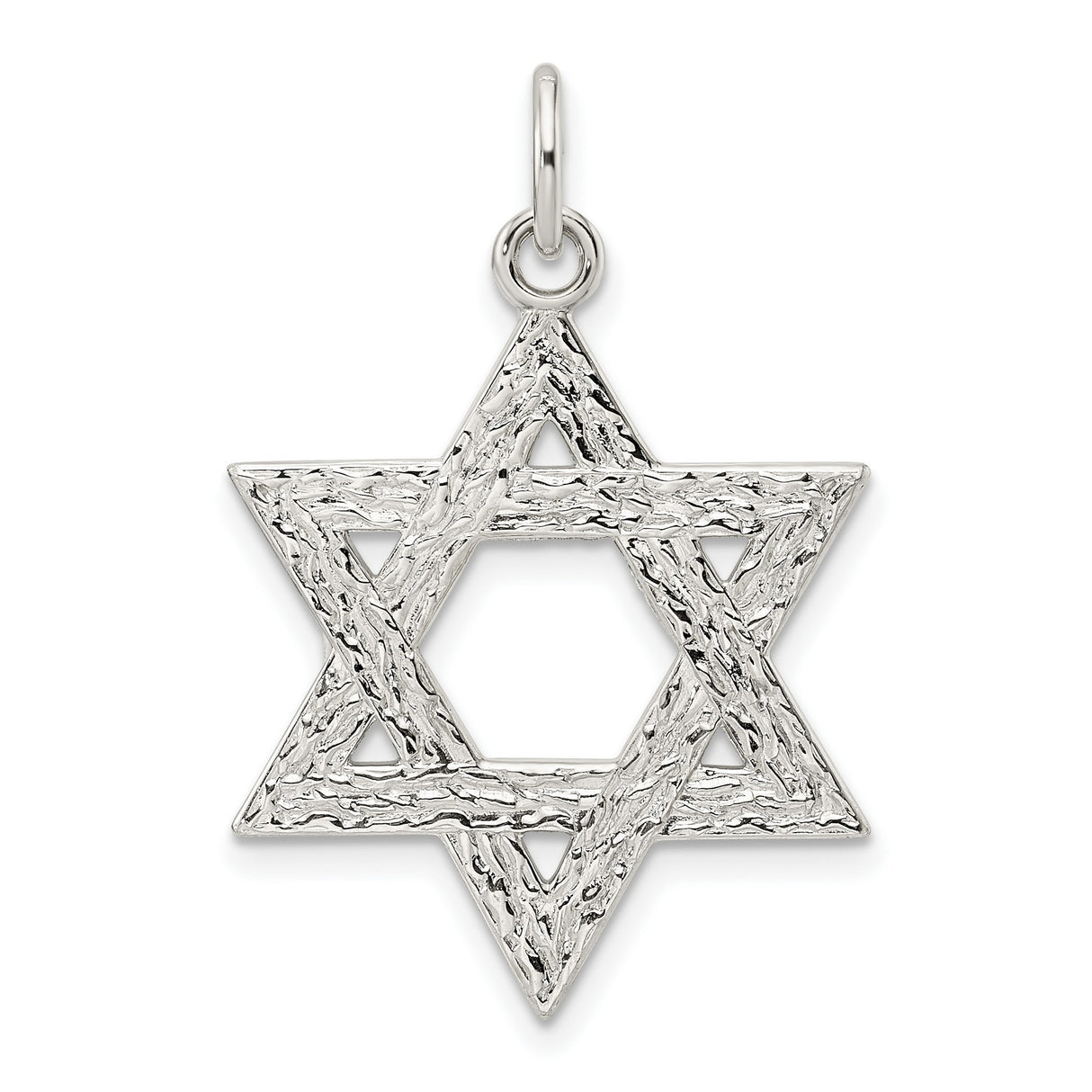 Sterling Silver Star of David Pendant, Textured Finish, Jewish Faith Symbol for Men and Women