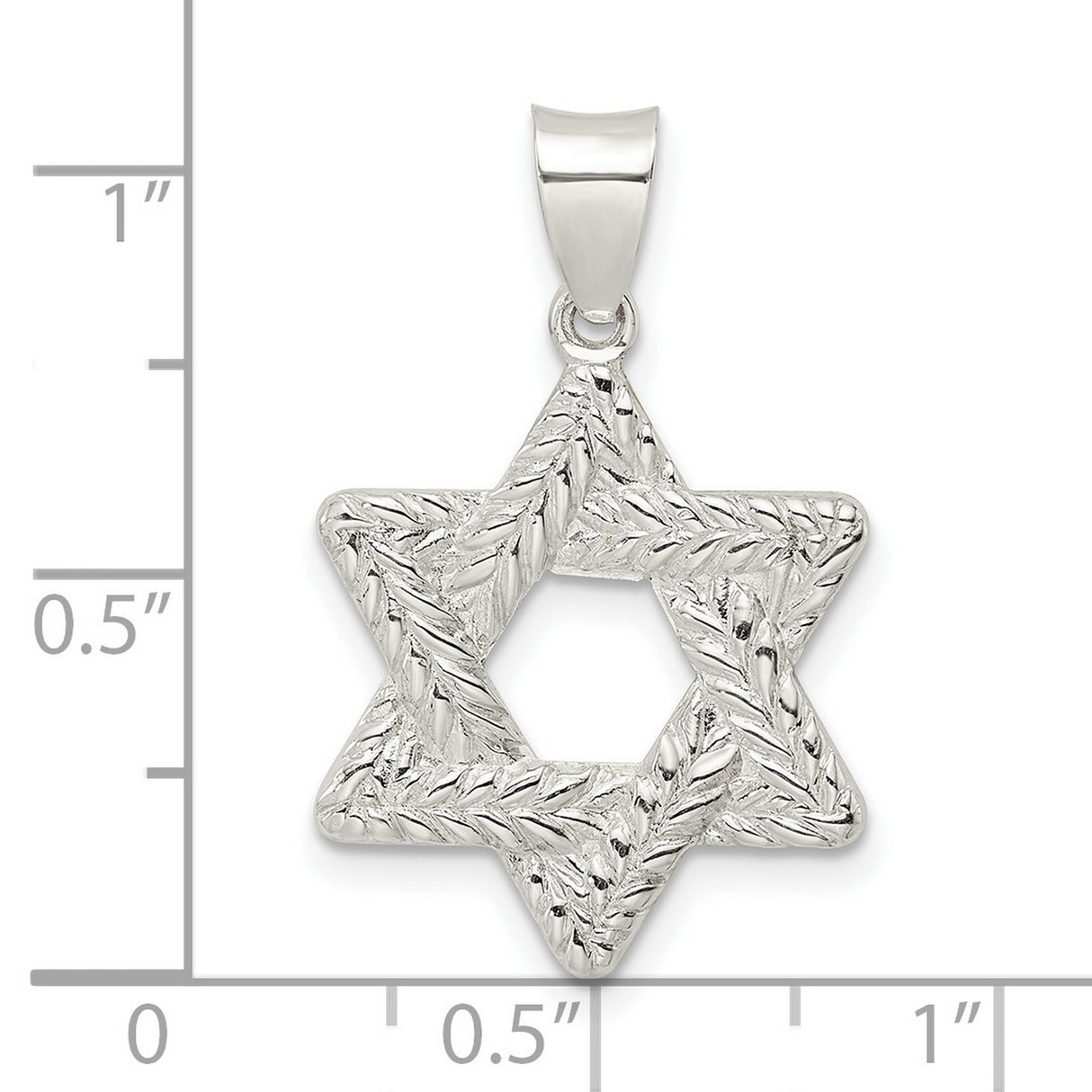 Sterling Silver Star of David Pendant with Textured Detailing, Unisex Judaica Charm
