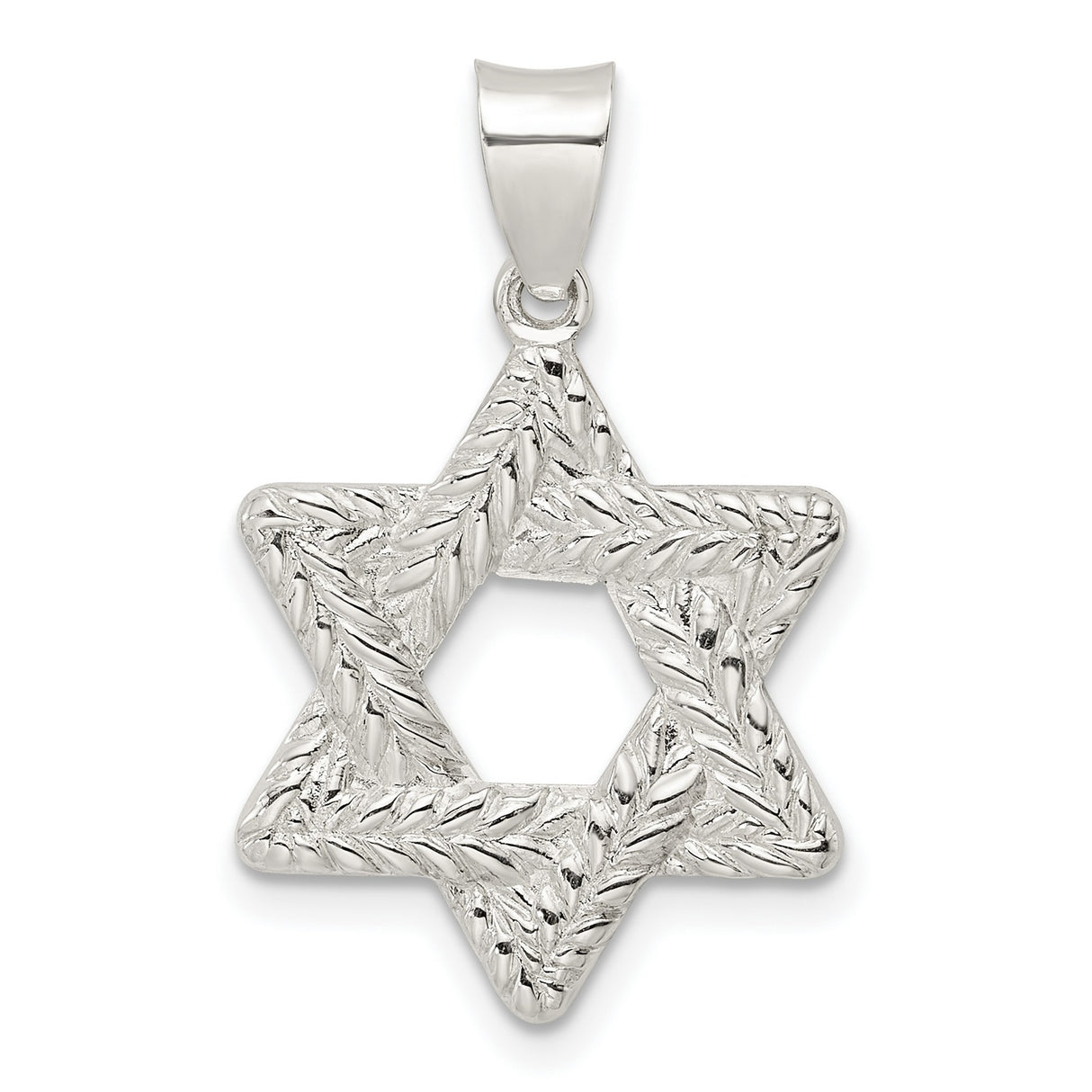 Sterling Silver Star of David Pendant with Textured Detailing, Unisex Judaica Charm