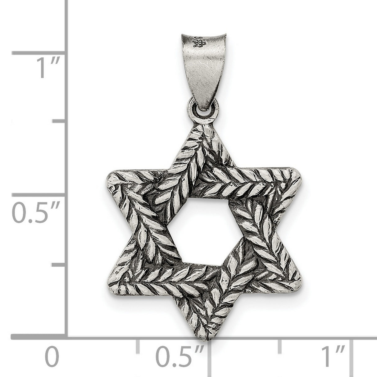 Sterling Silver Star of David Pendant with Braided Leaf Design, Jewish Symbol Charm