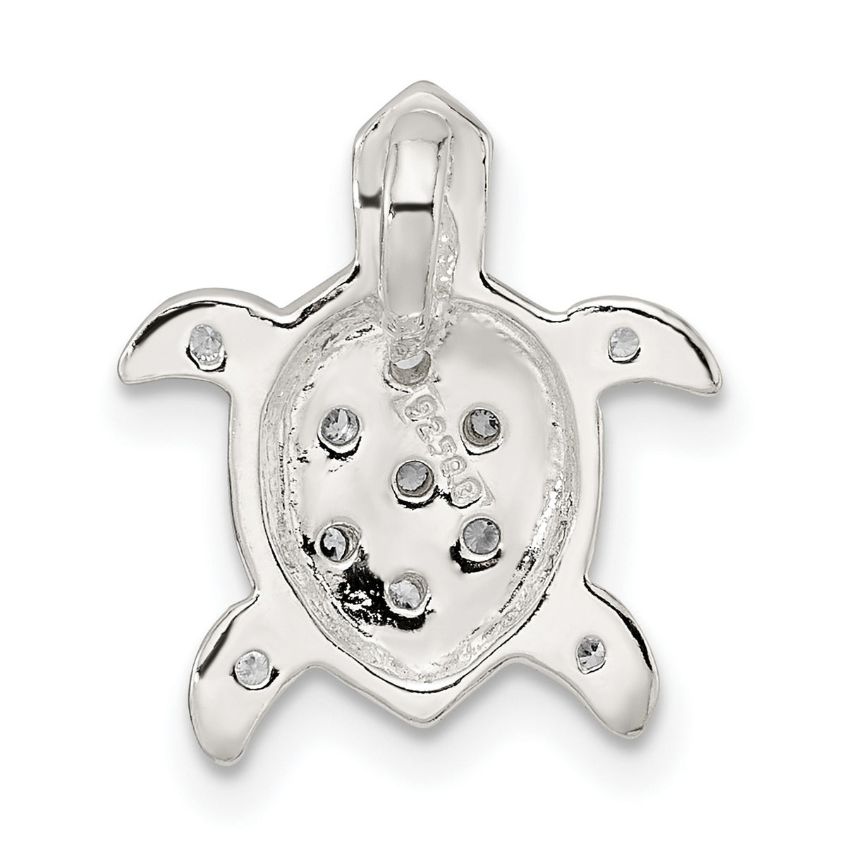 Sterling Silver Turtle Pendant with Cubic Zirconia, Ocean-Inspired Sea Life Design