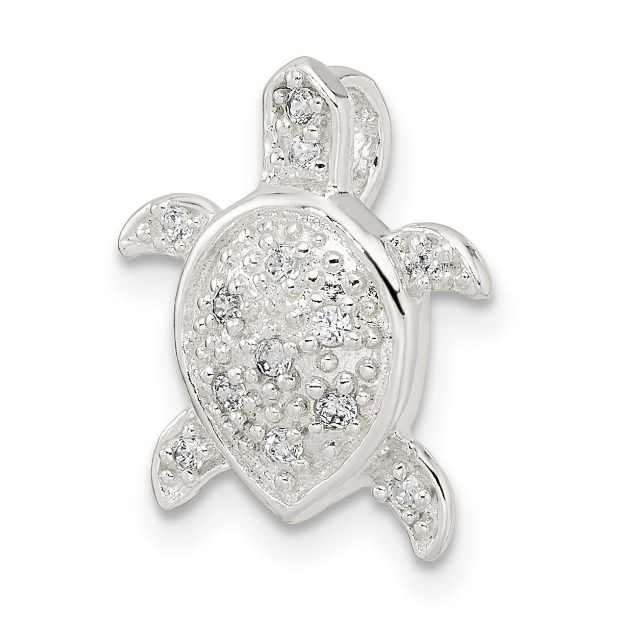 Sterling Silver Turtle Pendant with Cubic Zirconia, Ocean-Inspired Sea Life Design