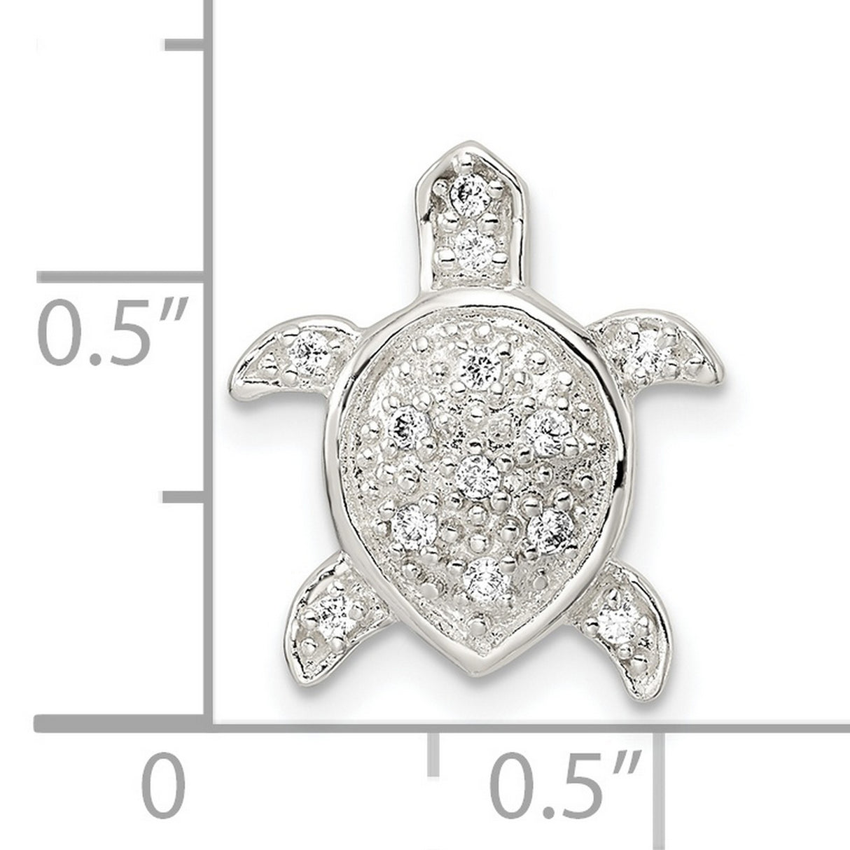 Sterling Silver Turtle Pendant with Cubic Zirconia, Ocean-Inspired Sea Life Design