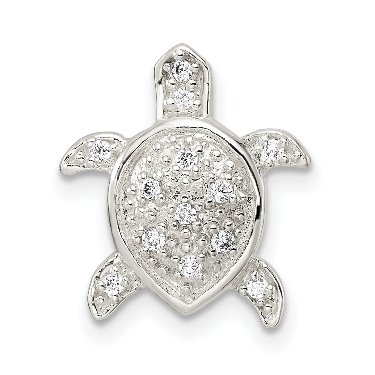 Sterling Silver Turtle Pendant with Cubic Zirconia, Ocean-Inspired Sea Life Design