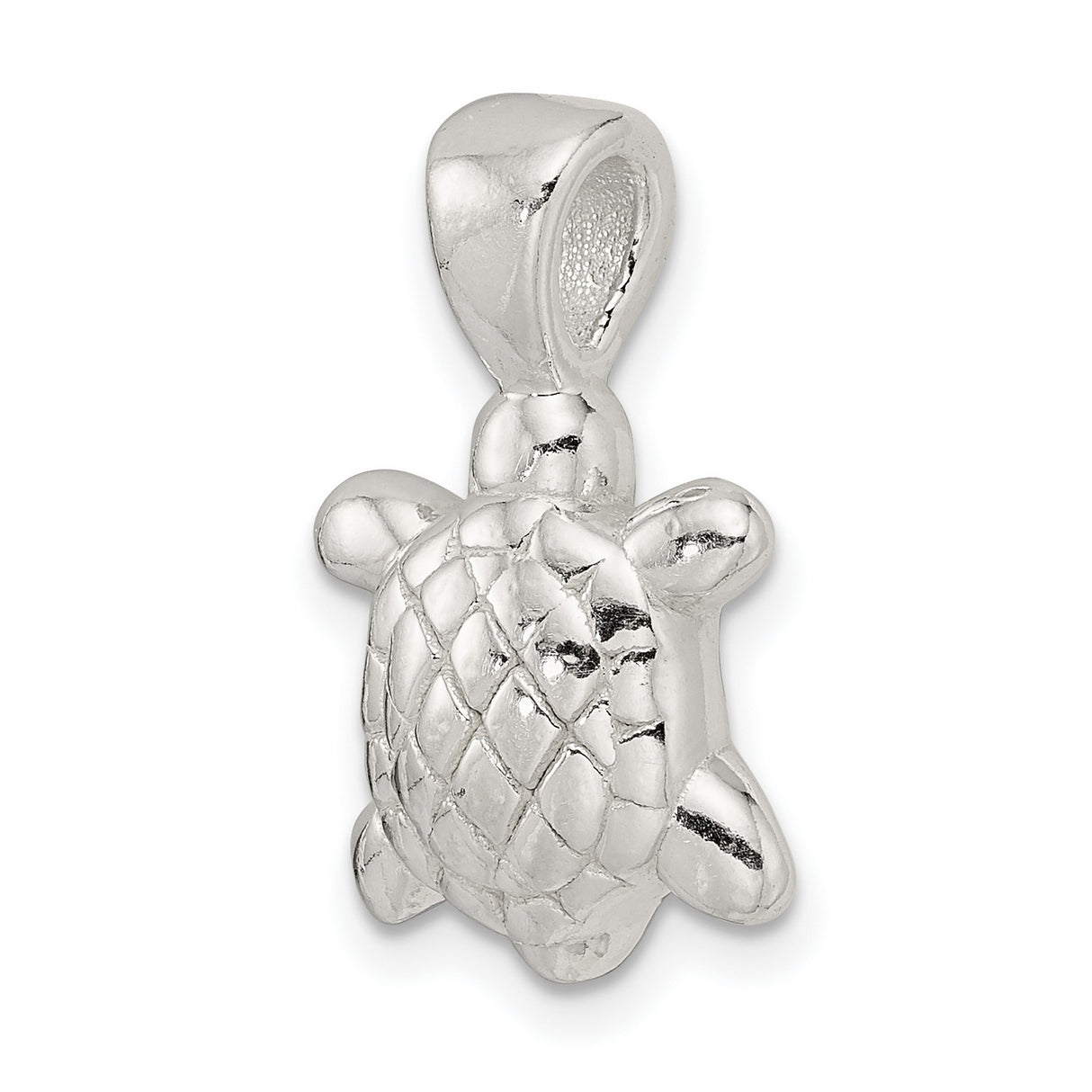 Sterling Silver Turtle Pendant with Detailed Sea Turtle Design, Ocean-Inspired Nautical Jewelry
