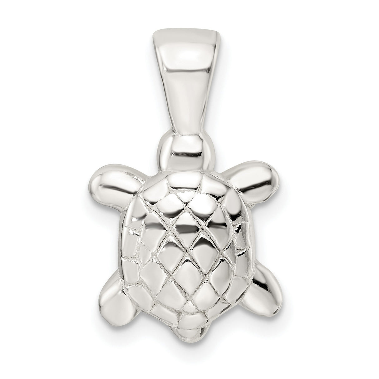 Sterling Silver Turtle Pendant with Detailed Sea Turtle Design, Ocean-Inspired Nautical Jewelry