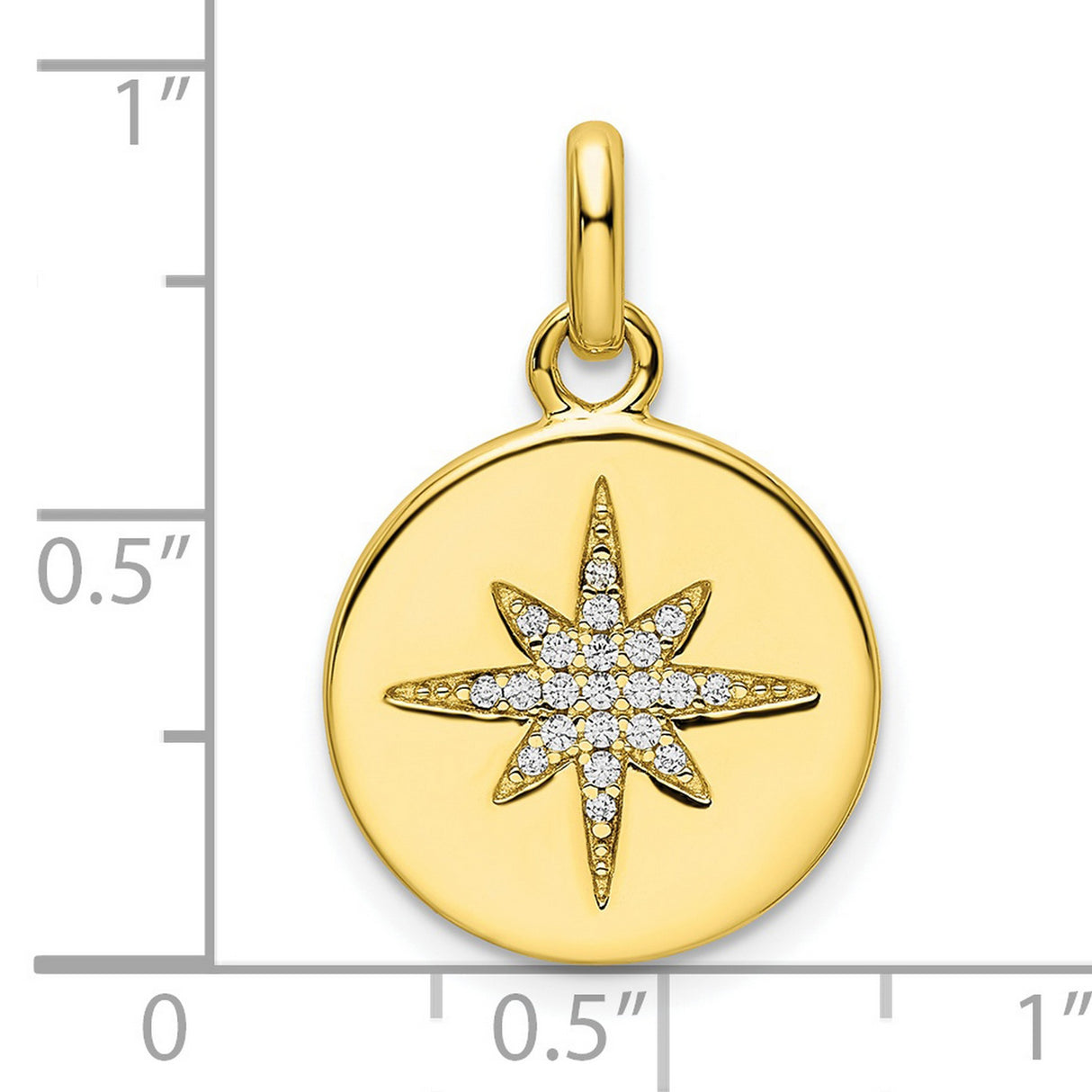 CZ Star Disc Charm Pendant in Real 925 Sterling Silver