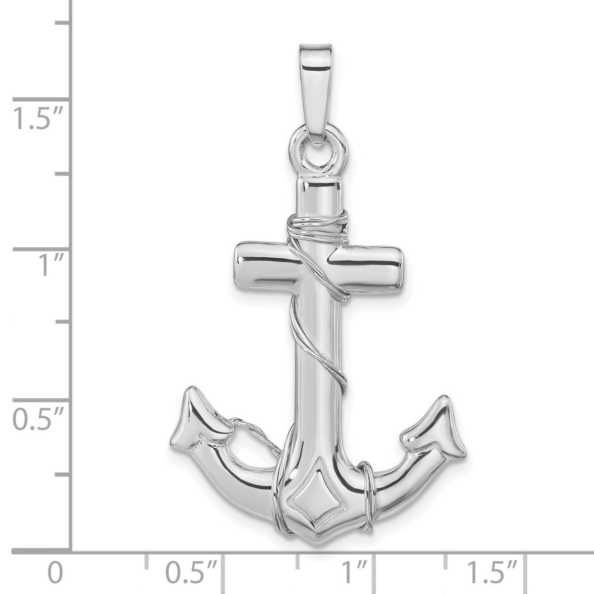 Sterling Silver Anchor Cross Pendant with Polished Rope Detail, Nautical Christian Symbol