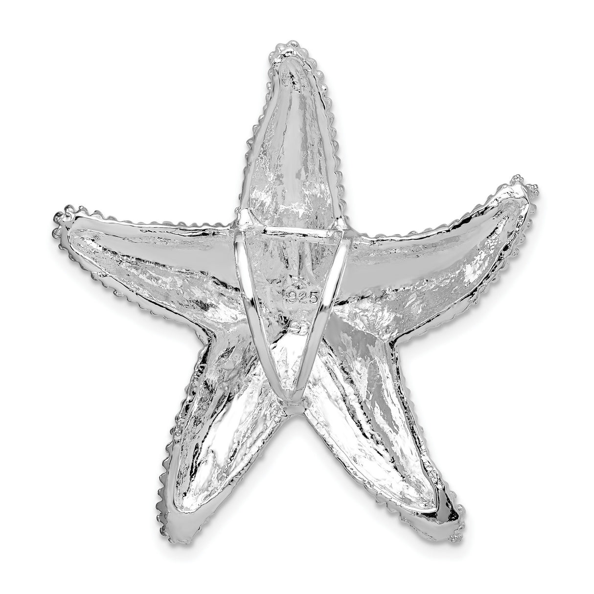 Sterling Silver Starfish Pendant with Textured Detailing, Nautical Ocean Theme Jewelry