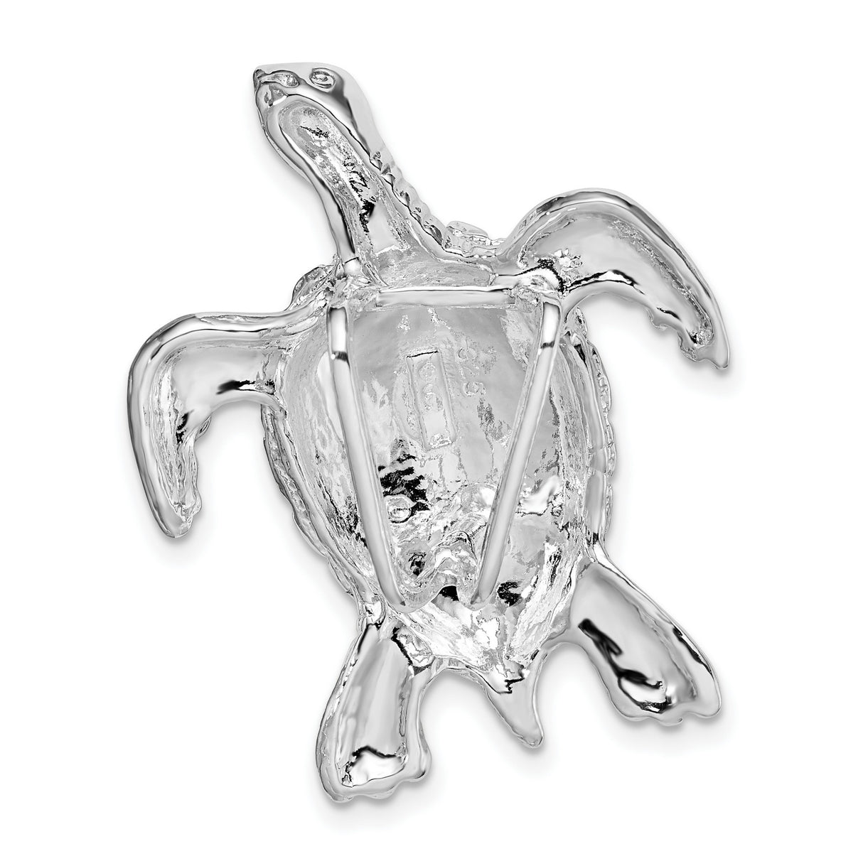 Sterling Silver Sea Turtle Pendant, Polished Shell Design, Nautical Beach Theme Jewelry