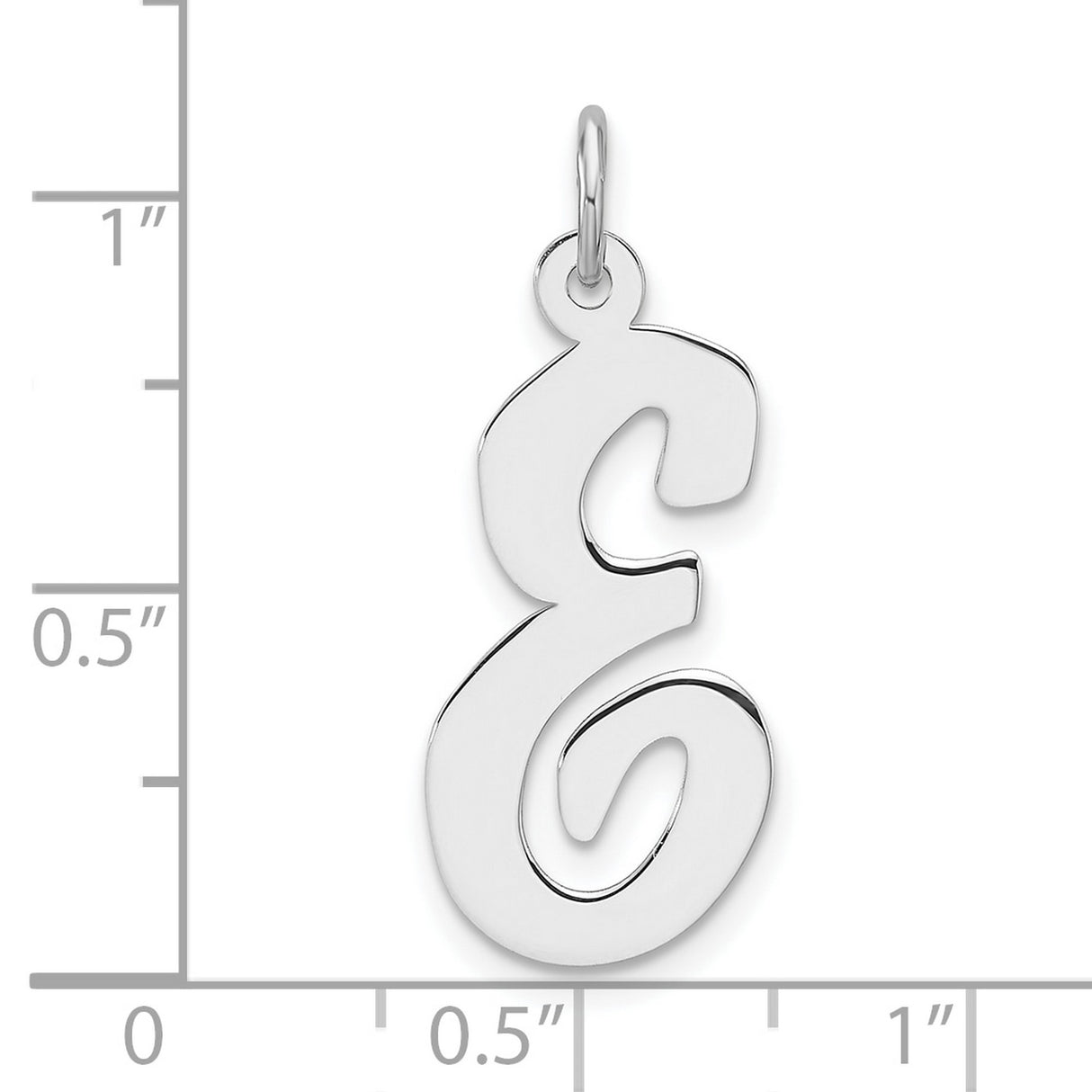 Sterling Silver Script E Pendant, Polished Initial Charm, Minimal Letter Design