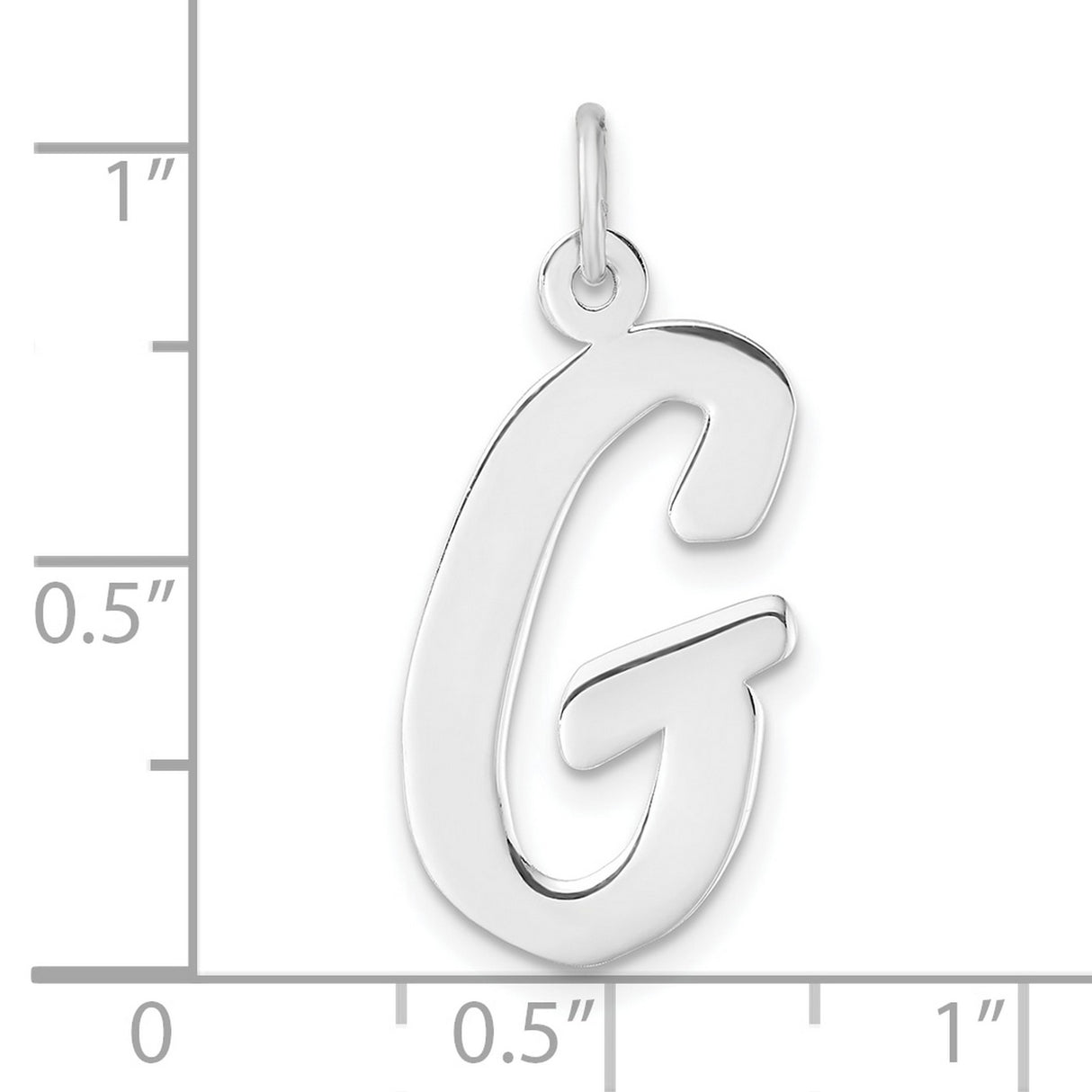 Sterling Silver Letter G Script Pendant Charm, Polished Initial Jewelry for Women or Unisex Wear