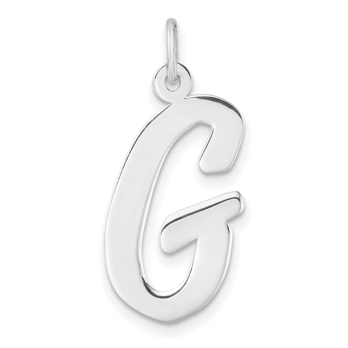 Sterling Silver Letter G Script Pendant Charm, Polished Initial Jewelry for Women or Unisex Wear