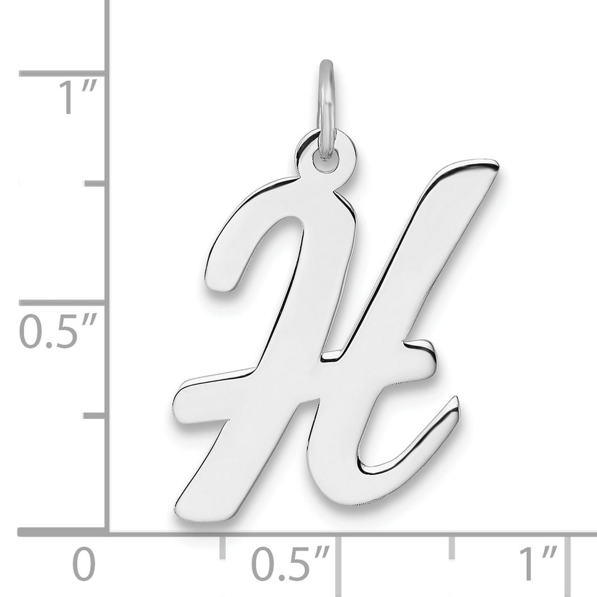 Sterling Silver Letter H Pendant Charm, Polished Script Initial Jewelry for Women
