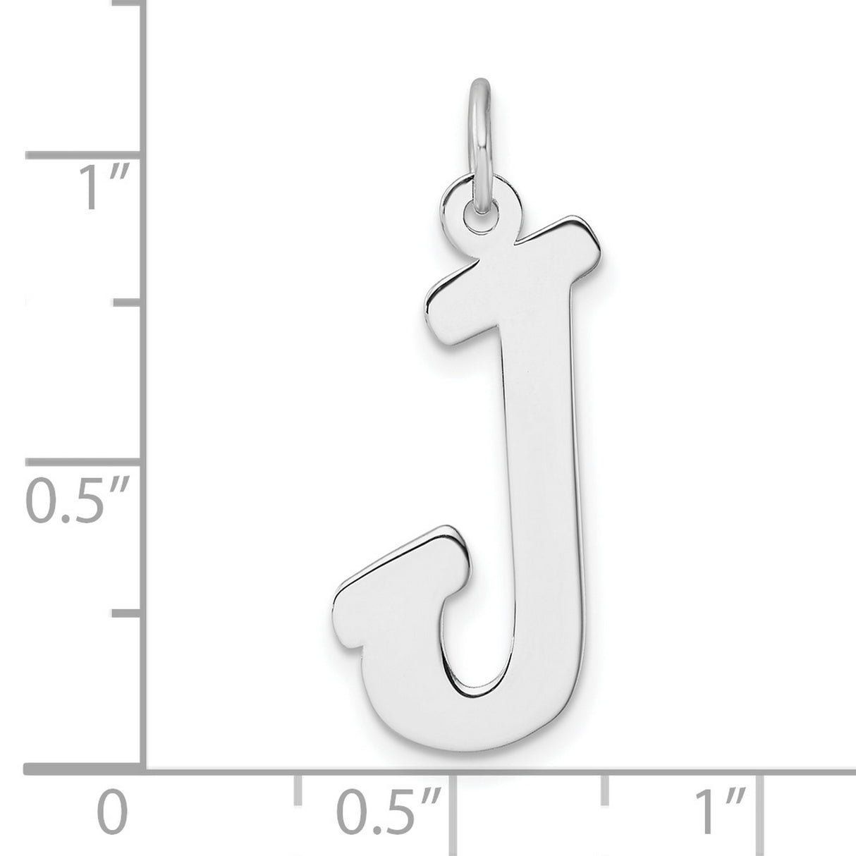 Sterling Silver Letter J Pendant Charm, Polished Script Alphabet Design for Women or Unisex Wear