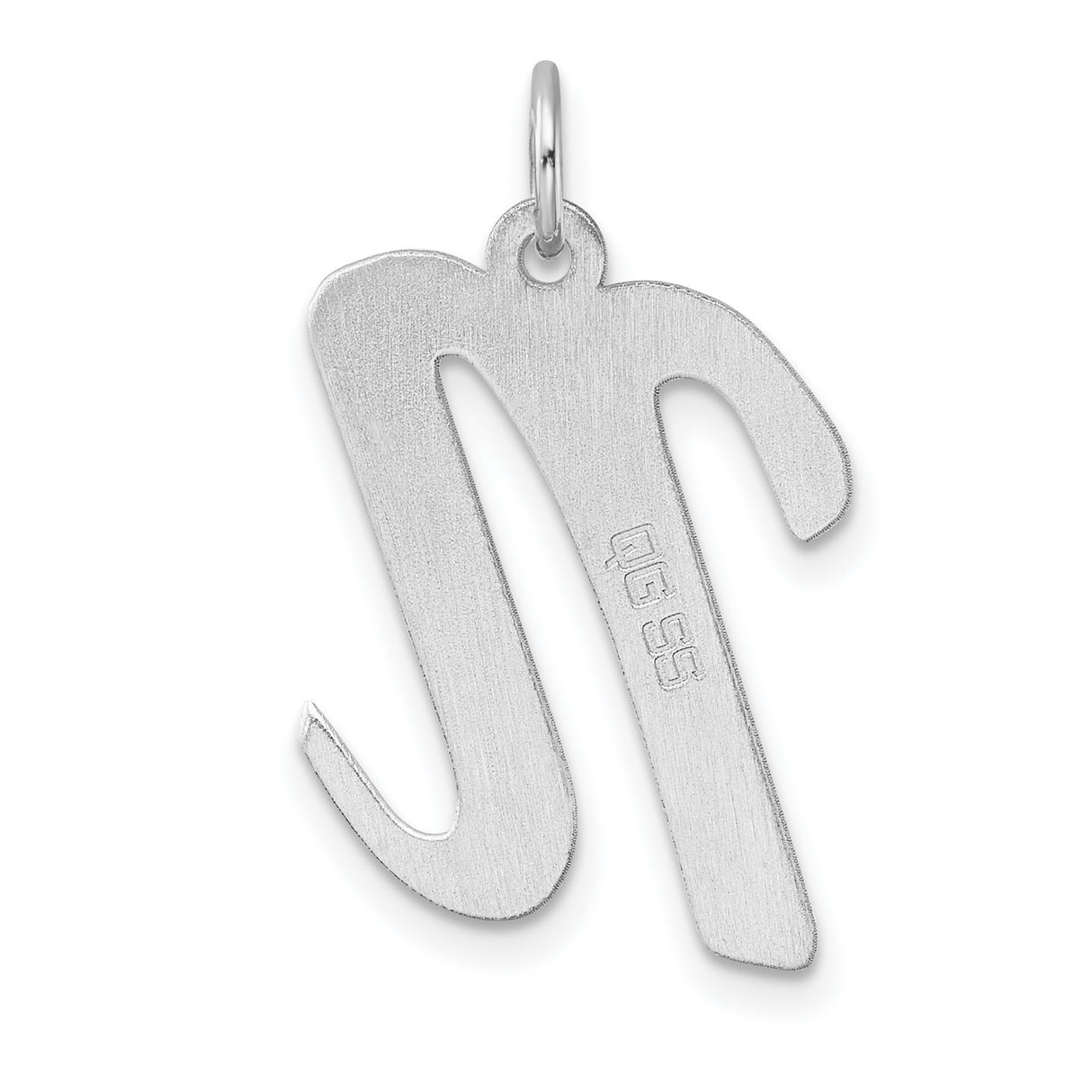 Sterling Silver Pendant, Lowercase N Script Letter Charm, Polished Modern Design