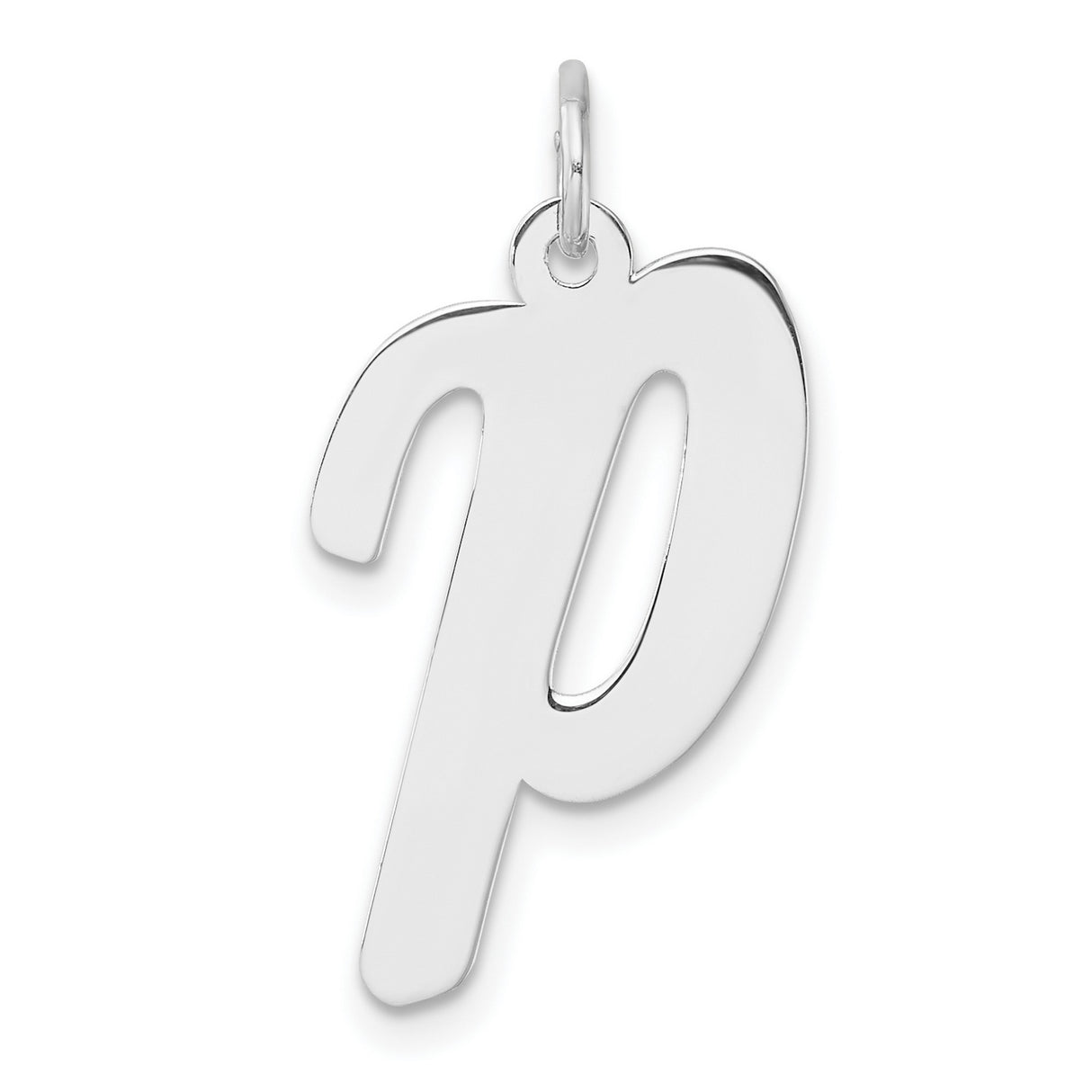 Sterling Silver Letter P Pendant, Lowercase Script Initial Charm, Minimalist Unisex Jewelry